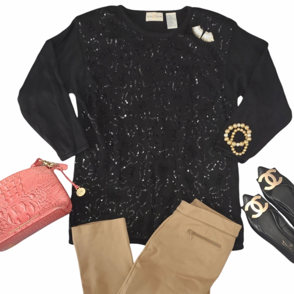 Vintage 80s Black Sparkly‎ Sweater